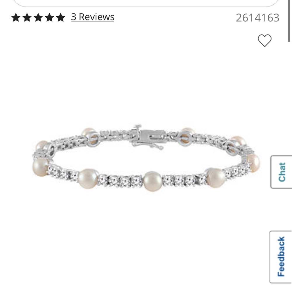 Pearl & Cubic Zirconia Silver Tennis Bracelet